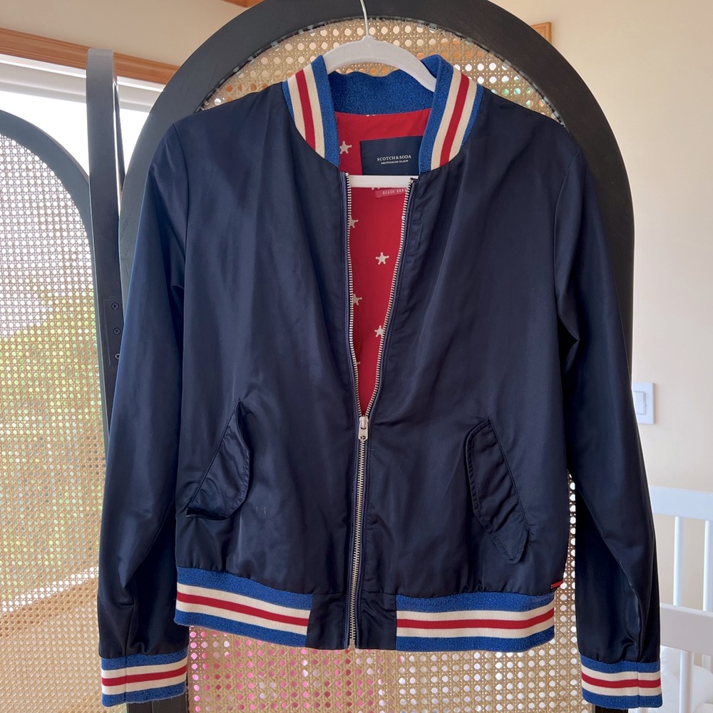 Scotch and Soda “Beach Bandits” Navy and Red Amsterdams Blauw Bomber Jacket